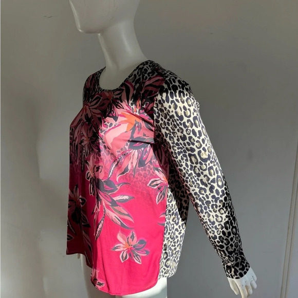 Gerry Weber women long sleeve shirt top blouse size US 8 Leopard Floral Print - Picture 2 of 10